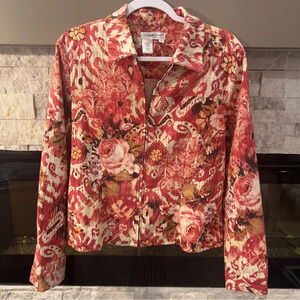 Coldwater Creek Medium light floral cotton-silk blend jacket